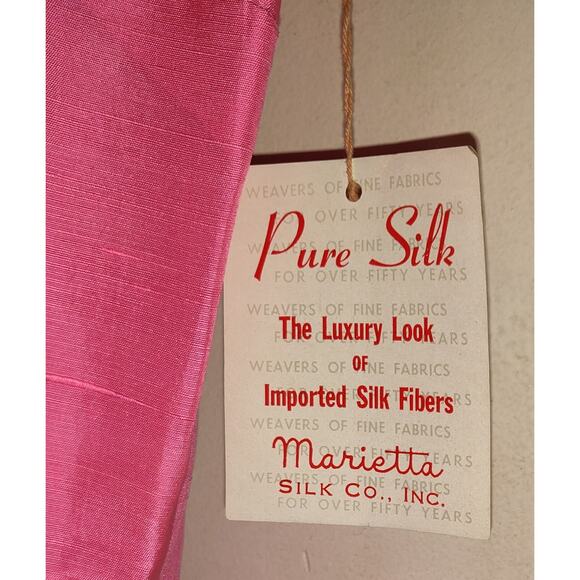Vintage Carol Brent Silk Dress. HOT PINK w/Tag 60s Made in USA EASTER Sz 16 - Picture 8 of 16